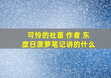 可怜的社畜 作者 东度日菠萝笔记讲的什么